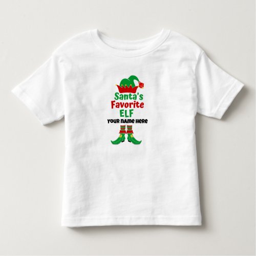 Personalized Name Santas Favorite Elf   Toddler T_shirt