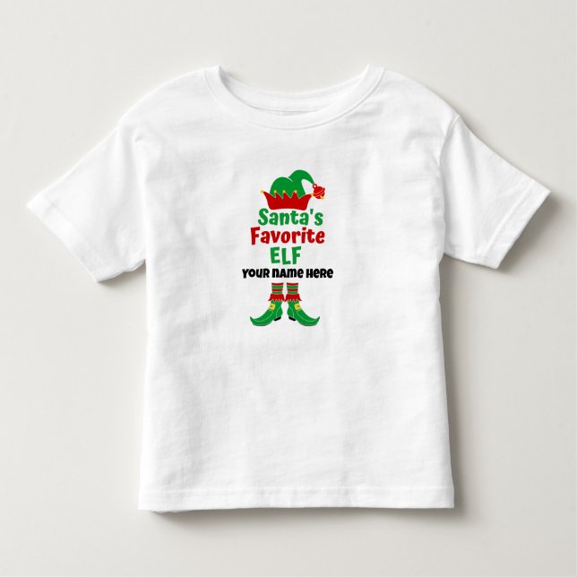 Personalized Name Santa's Favorite Elf   Toddler T-shirt (Front)