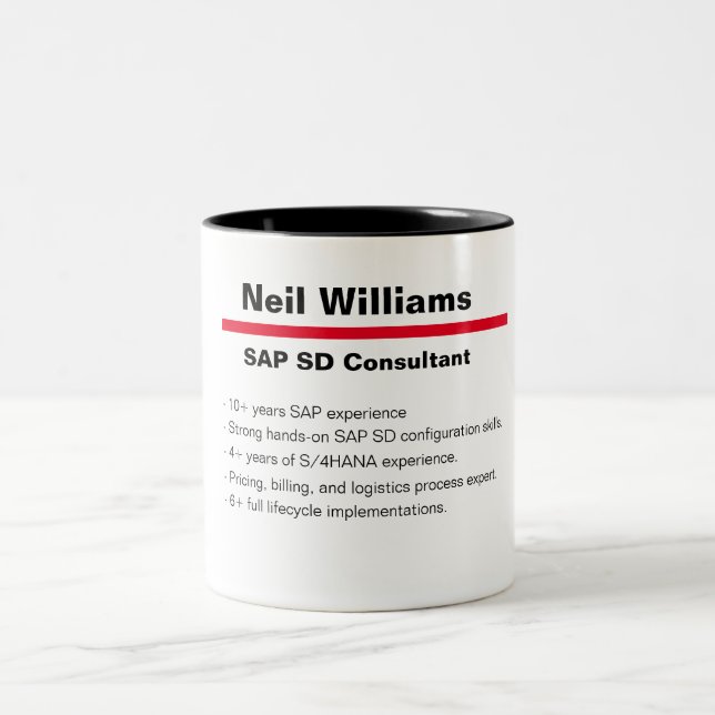 Personalized Name SAP Consultant definition Two-Tone Coffee Mug (Center)