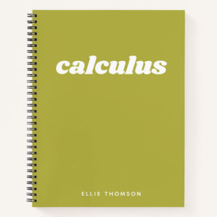 Personalized Name School Class Calculus Math Green Notebook