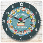 Personalized NAME School Kids Teacher Classroom Clock<br><div class="desc">Personalized NAME School Teacher Custom Classroom Large Clock</div>