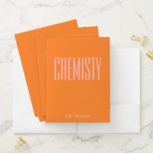Personalized Name School Pink Orange Chemistry Pocket Folder