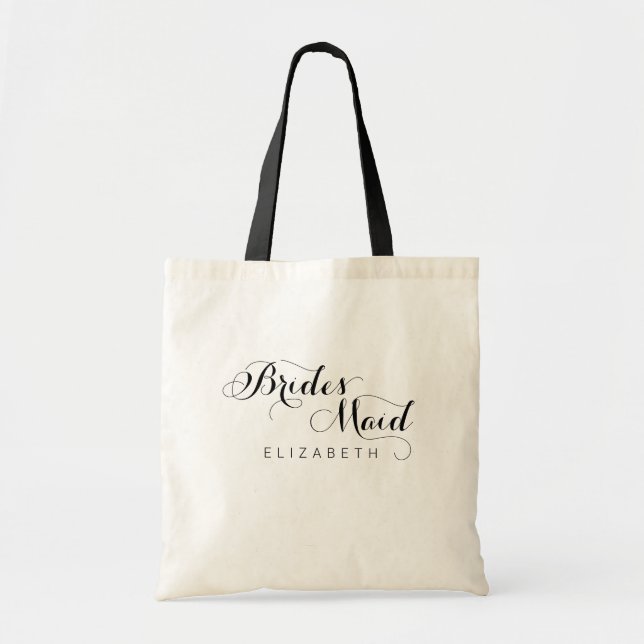 Personalized Name Script Bridesmaid Tote Bag (Front)