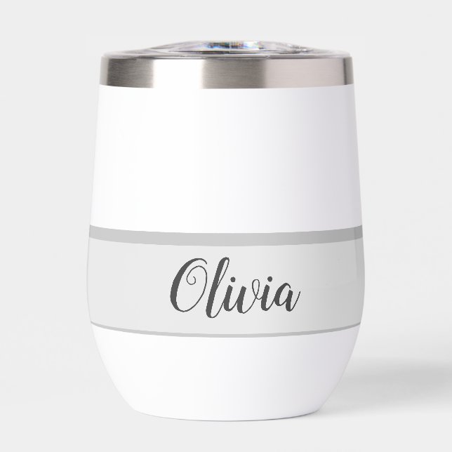 Personalized Name Script Insulated Cute Gift Thermal Wine Tumbler (Front)