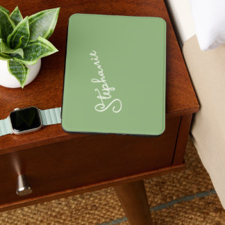 Personalized Name Script Minimalist Sage Green Kindle Cover