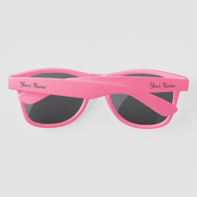 Personalized Name Script Text Pink Trendy Sunglasses (Back)