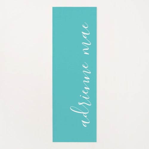 Personalized Name Script Turquoise Yoga Mat