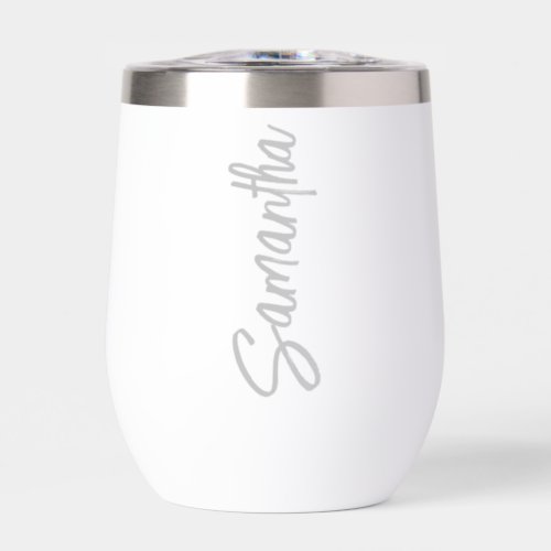 Personalized Name Script Typography Simple  Thermal Wine Tumbler