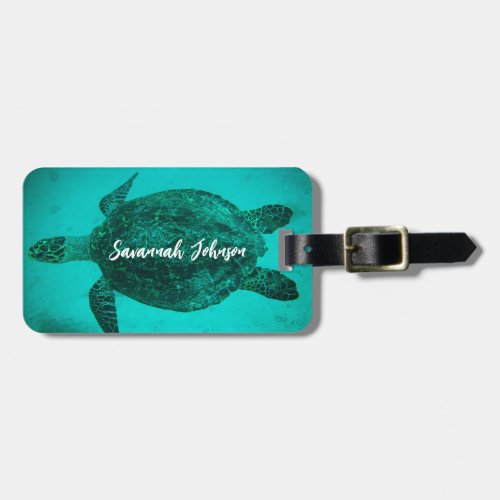 Personalized Name Sea Turtle Beach Life Ocean Luggage Tag