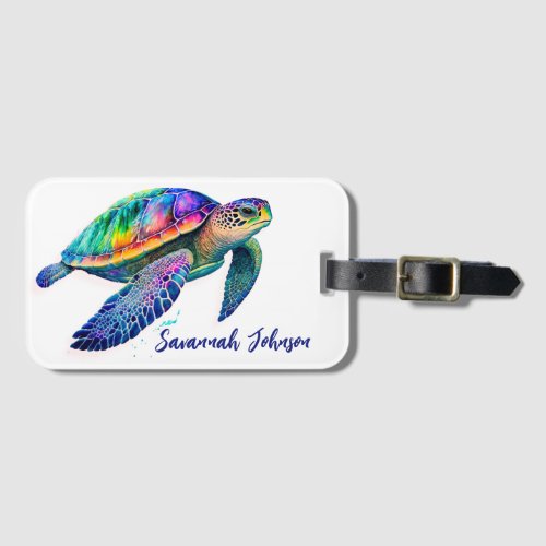 Personalized Name Sea Turtle Beach Life Ocean Luggage Tag