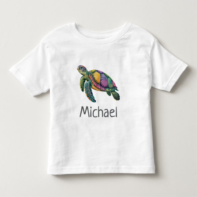Personalized Name Sea Turtle Ocean  Nautical  Toddler T-shirt (Front)