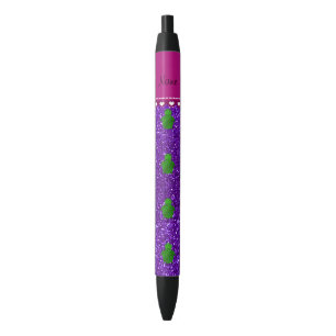 Personalized name sea turtle purple glitter pen