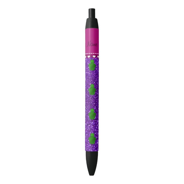 Personalized name sea turtle purple glitter pen (Front Vertical)