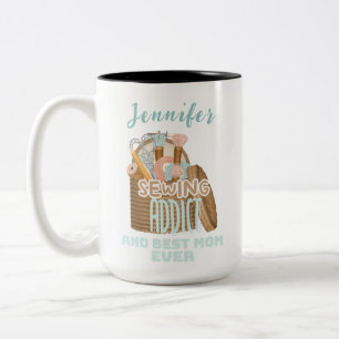 Personalized Name Seamstress Sewing Addict Mom Two-Tone Coffee Mug