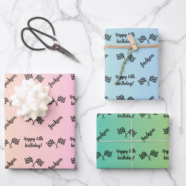 Personalized Name Sentiment Sport Formula 1 Racing Wrapping Paper Sheets (Front)