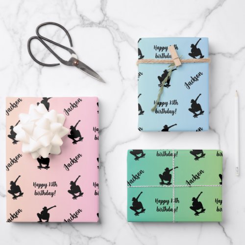 Personalized Name Sentiment Sport Skateboarding Wrapping Paper Sheets
