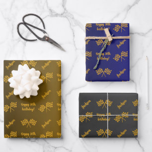 Personalized Name Sentiment Sport Theme Formula 1 Wrapping Paper Sheets