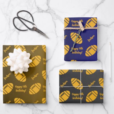 Personalized Name Sentiment Sport Theme Rugby Wrapping Paper Sheets