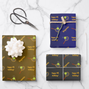 Personalized Name Sentiment Sport Theme Tennis Wrapping Paper Sheets