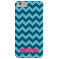 Personalized Name Shades of Blue Chevron Barely There iPhone 6 Plus Case