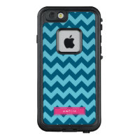Personalized Name Shades of Blue Chevron LifeProof FRĒ iPhone 6/6s Case
