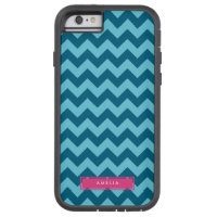 Personalized Name Shades of Blue Chevron Tough Xtreme iPhone 6 Case