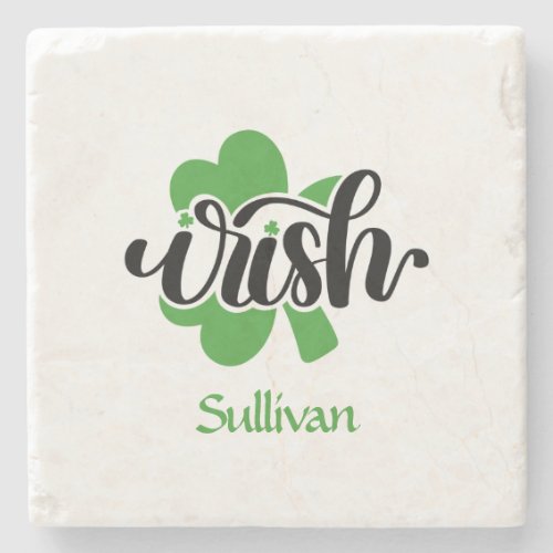 Personalized Name Shamrock Irish St Patricks Stone Coaster