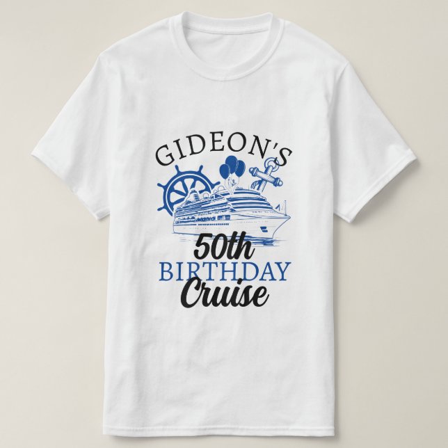 Personalized Name Ship Balloons Cruise Birthday T-Shirt (Design Front)