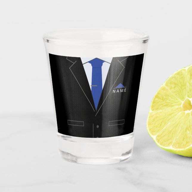 Personalized Name Shot Glass Business Black Suit (Front)