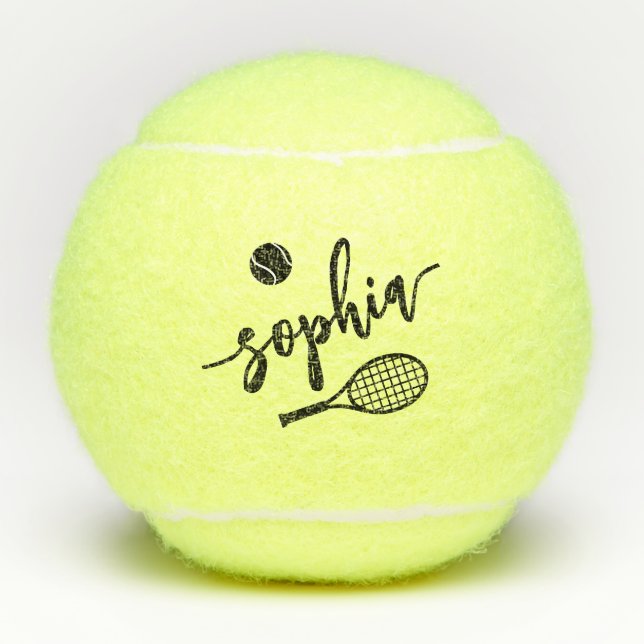 Personalized Name Signature Script Tennis Balls (Front)