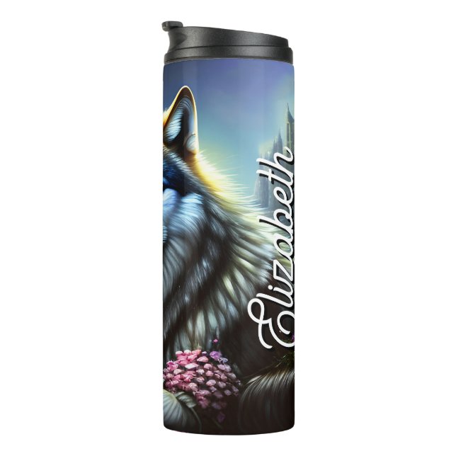 Personalized Name Silent Spirit of the Woods Thermal Tumbler (Rotated Right)
