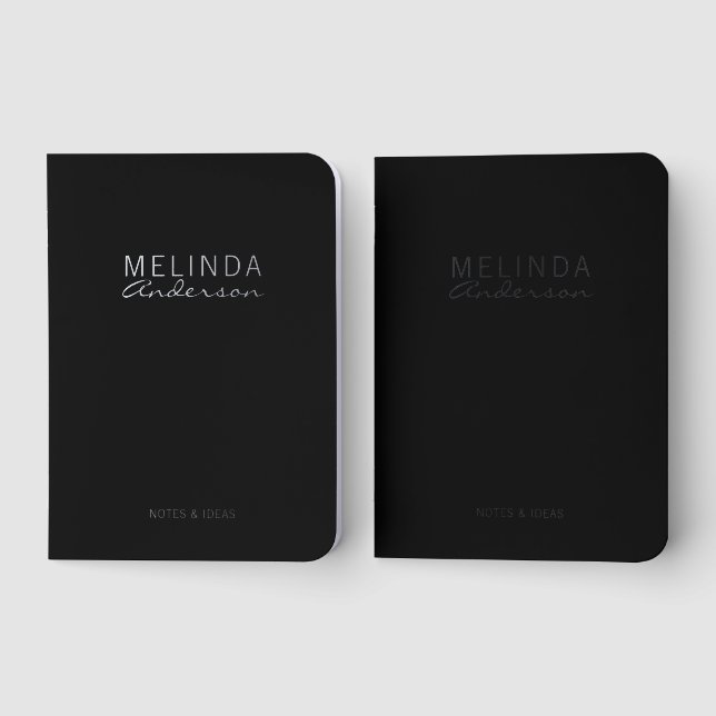 Personalized Name Silver Foil Pocket Notebook Set (Front)