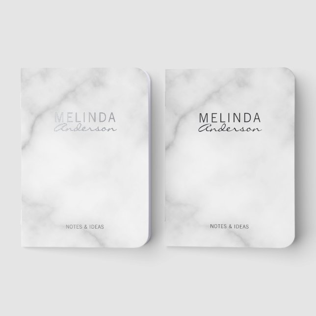 Personalized Name Silver Foil Pocket Notebook Set (Front)