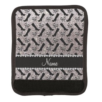Personalized Name Silver Glitter Boots Bows Luggage Handle Wrap by Brothergravydesigns at Zazzle