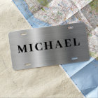 Personalized Name Silver Gray Metallic Elegant