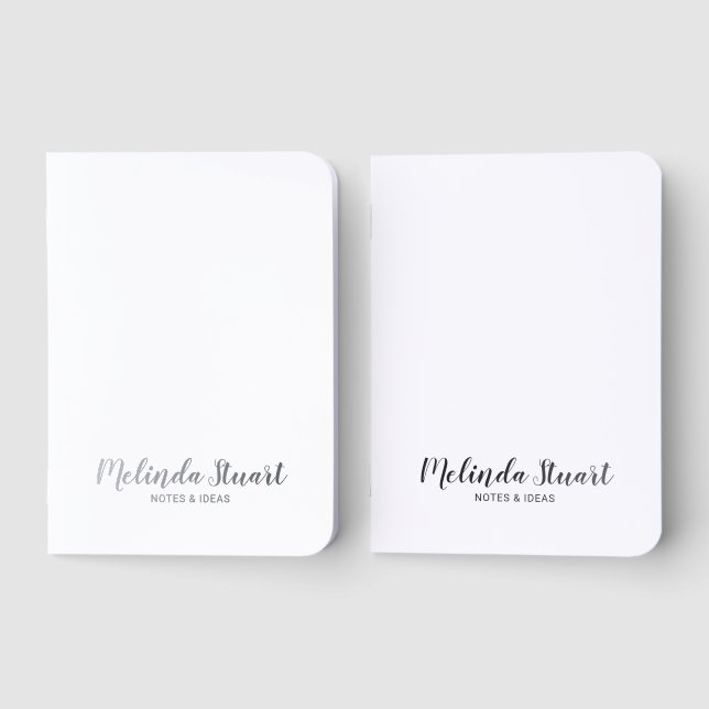 Personalized Name Silver Pocket Notebook Set (Front)