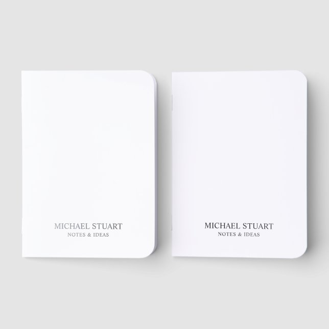 Personalized Name Silver Pocket Notebook Set (Front)