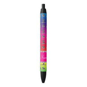 Personalized name silver rainbow gymnastics pen