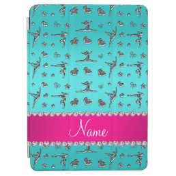 Personalized name silver turquoise gymnastics iPad air cover