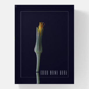 Personalized Name Simple Elegant Floral Black Paperweight