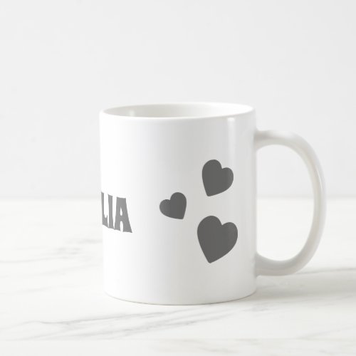 Personalized Name Simple Gray Hearts Love Gift Coffee Mug
