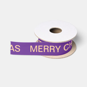 Personalized Name Simple Merry Christmas Purples Satin Ribbon