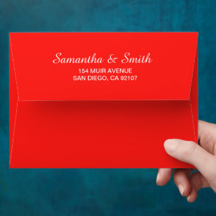 Personalized Name Simple Minimal Elegant Red Color Envelope