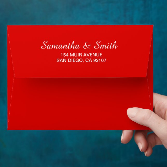 Personalized Name Simple Minimal Elegant Red Color Envelope (Hand)