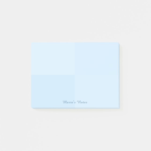 Personalized Name Simple Modern Blue Squares Post-it Notes (Front)