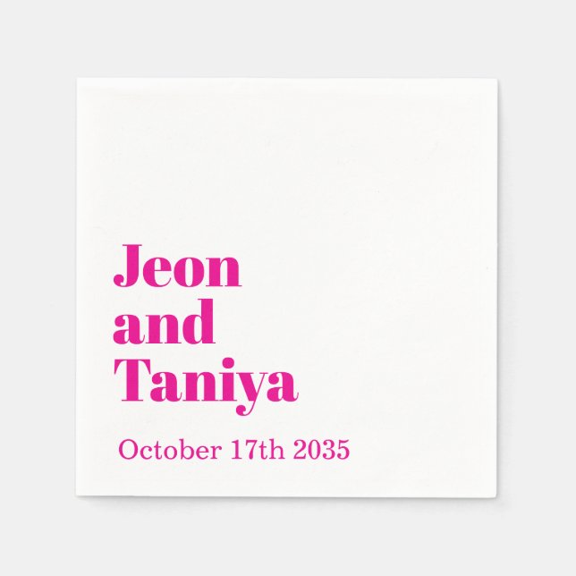Personalized Name Simple Modern MInimal Wedding  Napkins (Front)