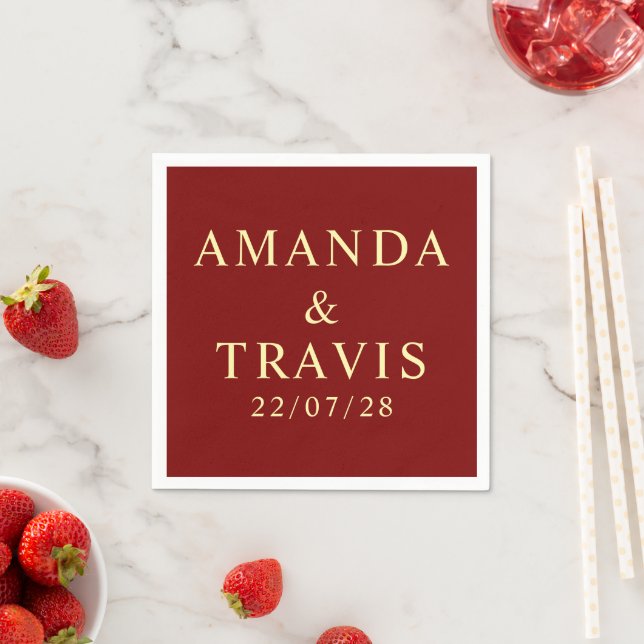 Personalized Name Simple Modern Minimal Wedding  Napkins (Insitu)