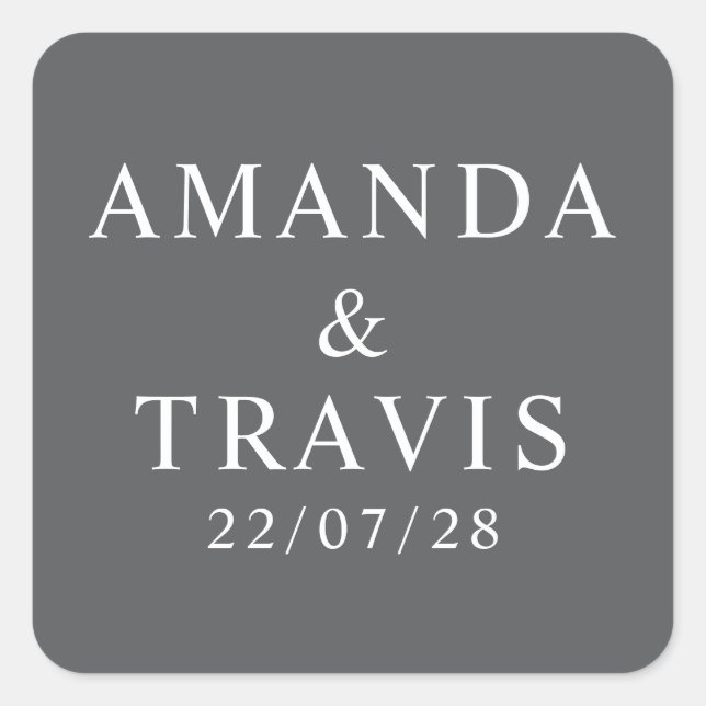Personalized Name Simple Modern Minimal Wedding   Square Sticker (Front)