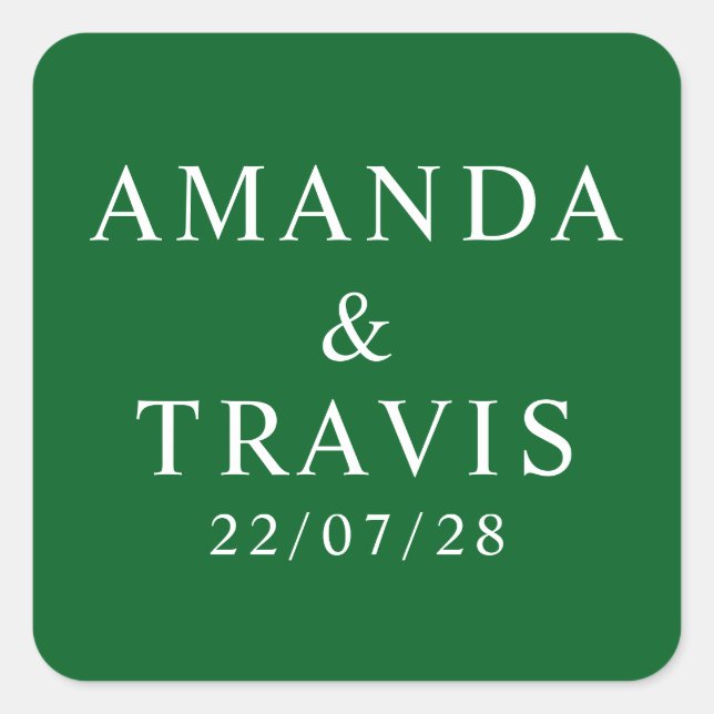 Personalized Name Simple Modern Minimal Wedding   Square Sticker (Front)