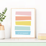 Personalized Name Simple Modern Pastel Shapes Poster<br><div class="desc">Personalized Simple Modern Pastel Shape & Stripes</div>